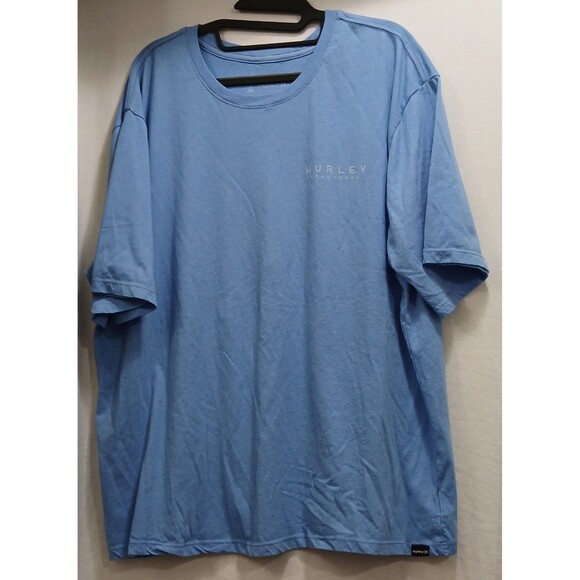 Hurley Men’s XXL Blue Surf T-Shirt Double Sided Graphic Beach Skate Tee - Picture 2 of 7